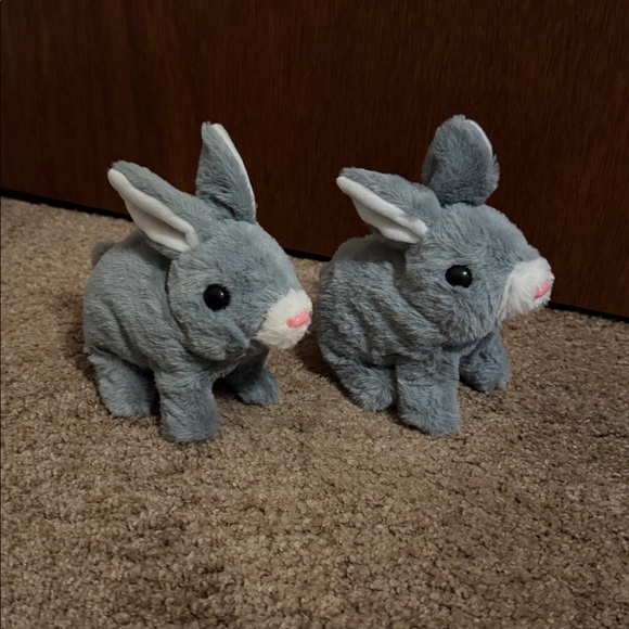 Gray Plush Jumping Bunny Toy for Small Children or Pets - Picture 1 of 9